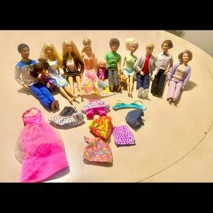 BARBIES DOLLS, men, women, children, 1 PUP, 1  Grandma, am